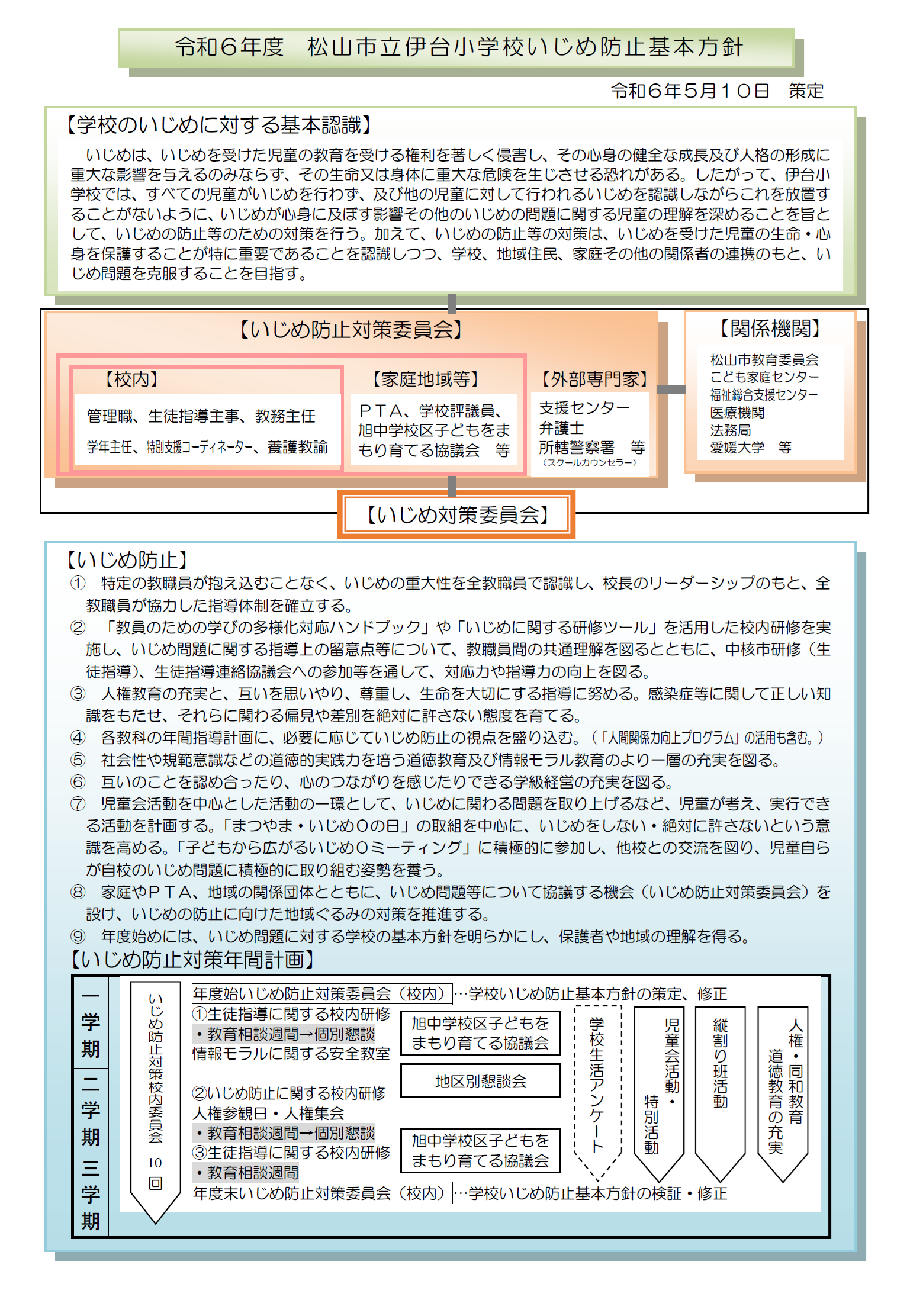 いじめ防止基本方針１