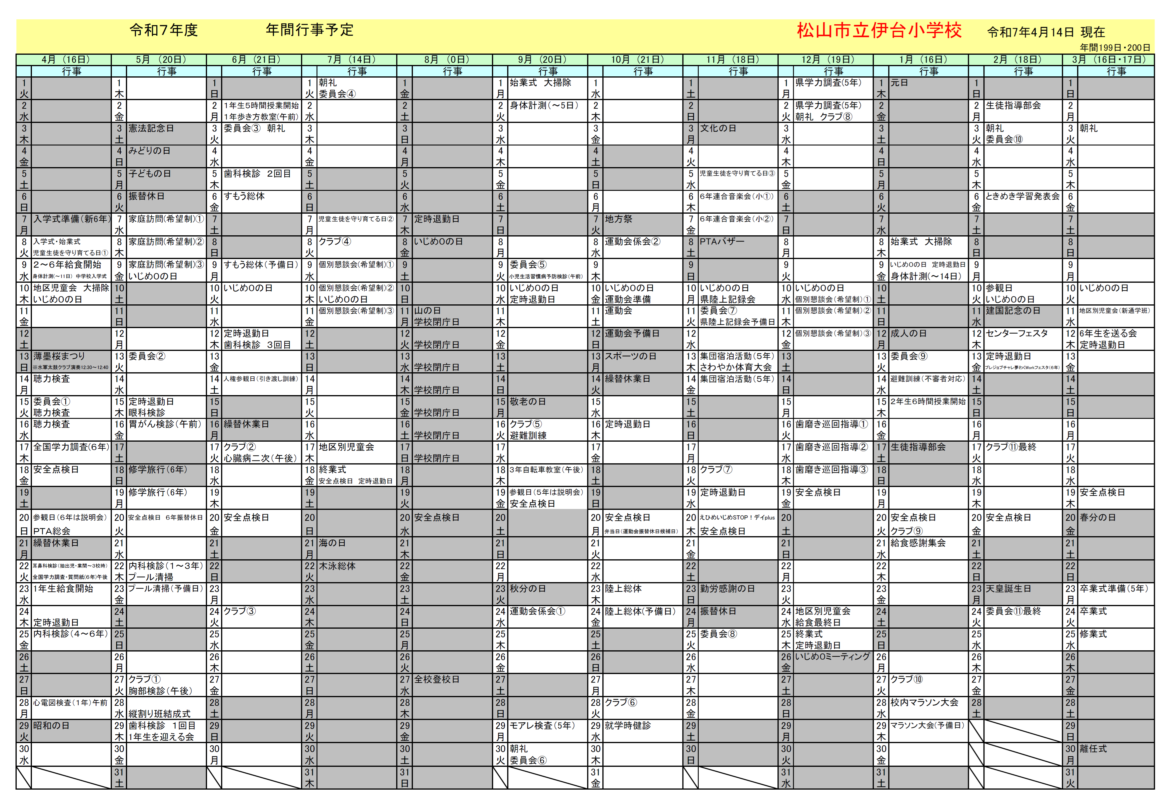 R7年間行事予定